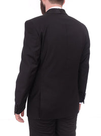 Thumbnail for Gino Vitale TUXEDOS Gino Vitale Slim Fit Solid Black One Button Tuxedo Suit With Satin Shawl Lapels