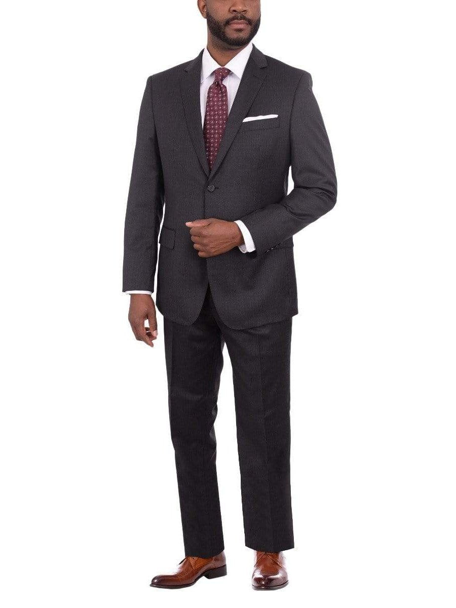 Giorgio Cosani TWO PIECE SUITS 40S Giorgio Cosani Regular Fit Solid Charcoal Gray Two Button Wool Suit