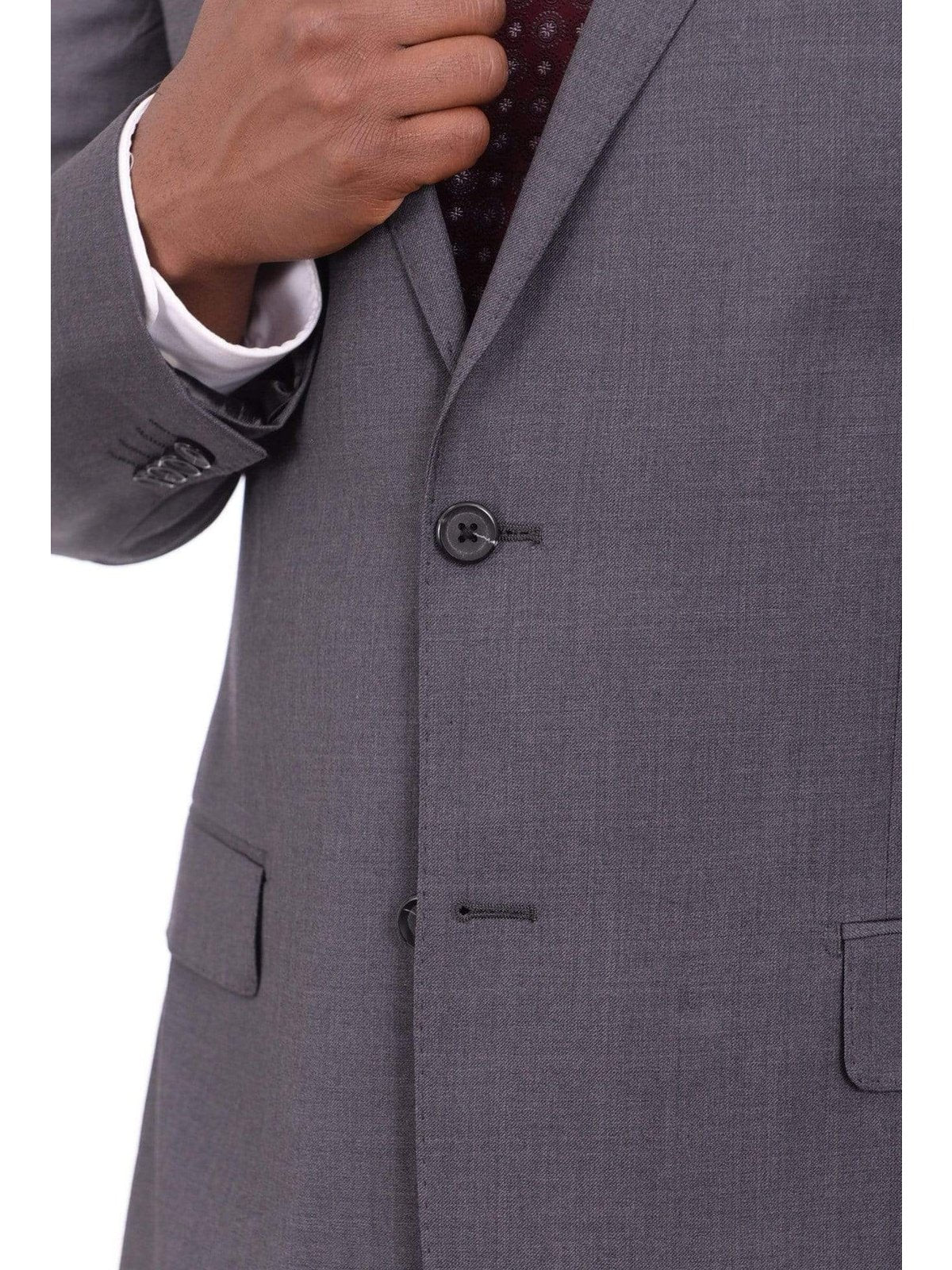 Giorgio Cosani TWO PIECE SUITS Giorgio Cosani Regular Fit Solid Charcoal Gray Two Button Wool Cashmere Suit