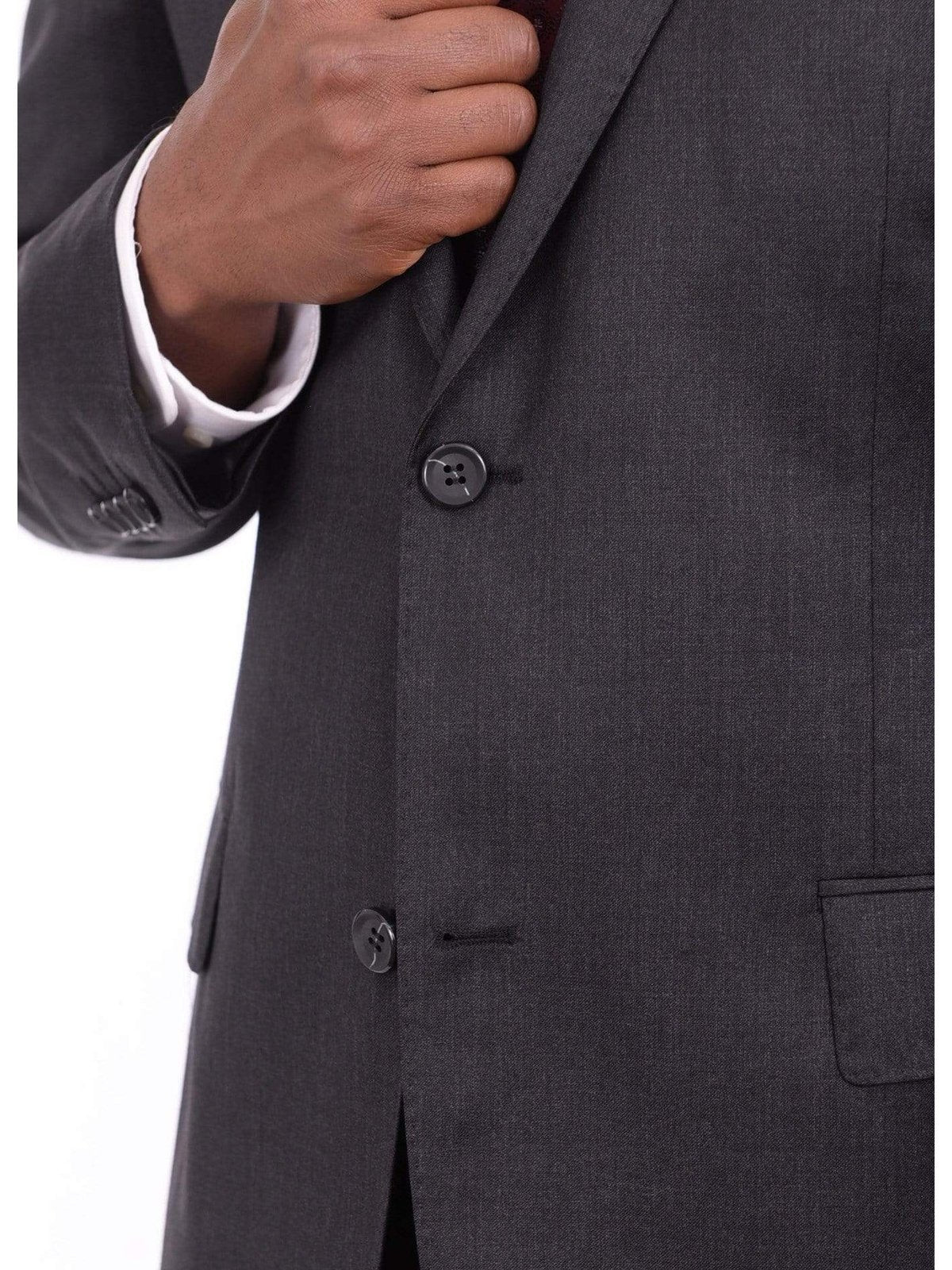 Giorgio Cosani TWO PIECE SUITS Giorgio Cosani Regular Fit Solid Charcoal Gray Two Button Wool Suit