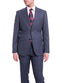 Thumbnail for Ideal TWO PIECE SUITS Ideal Slim Fit Heather Blue Two Button Wool Suit With Peak Lapels