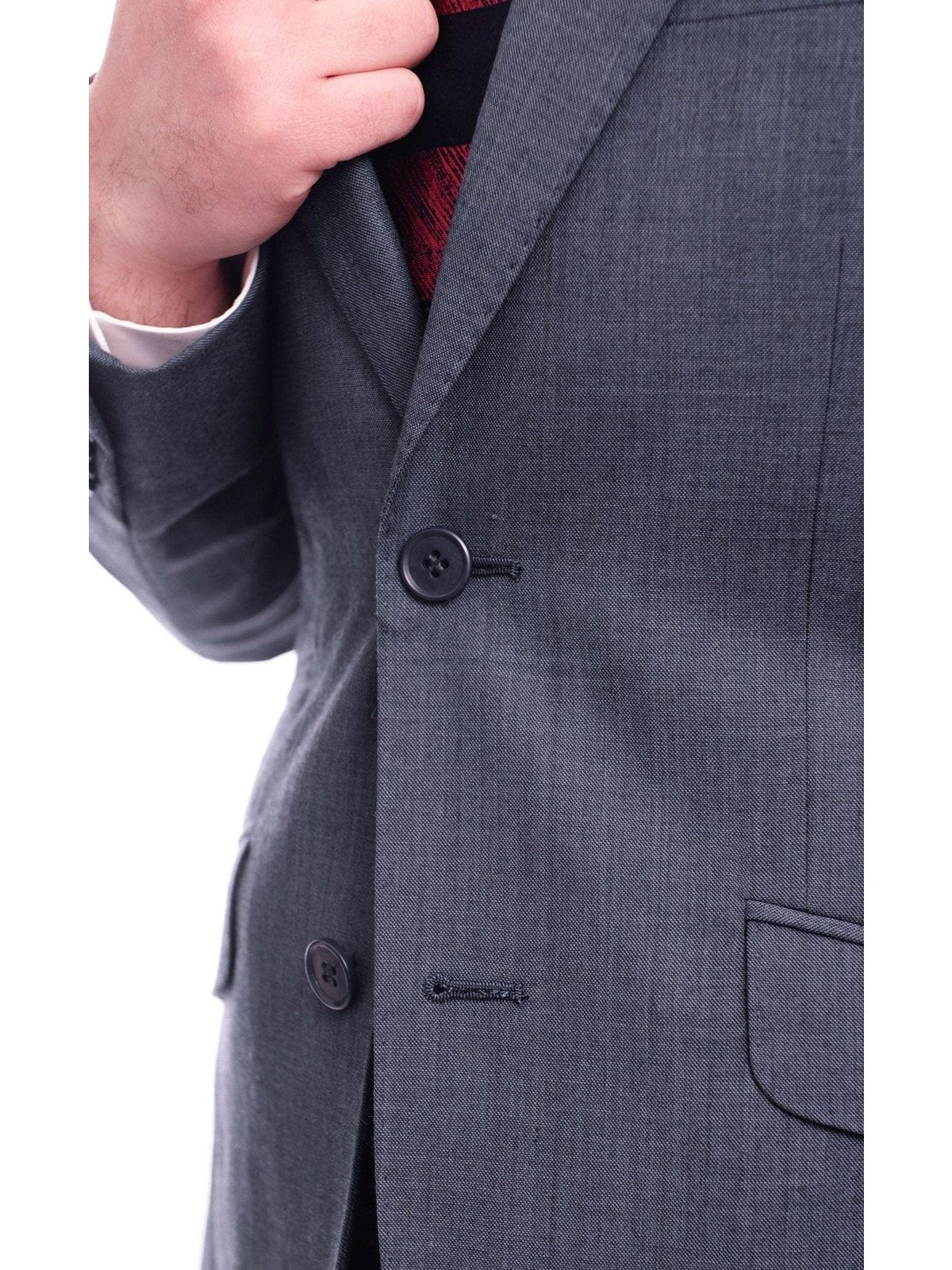 Ideal TWO PIECE SUITS Ideal Slim Fit Heather Blue Two Button Wool Suit With Peak Lapels