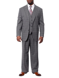 Thumbnail for Italiano Italiano Mens Gray Windowpane 100% Zegna Wool Slim Fit 2 Piece Suit