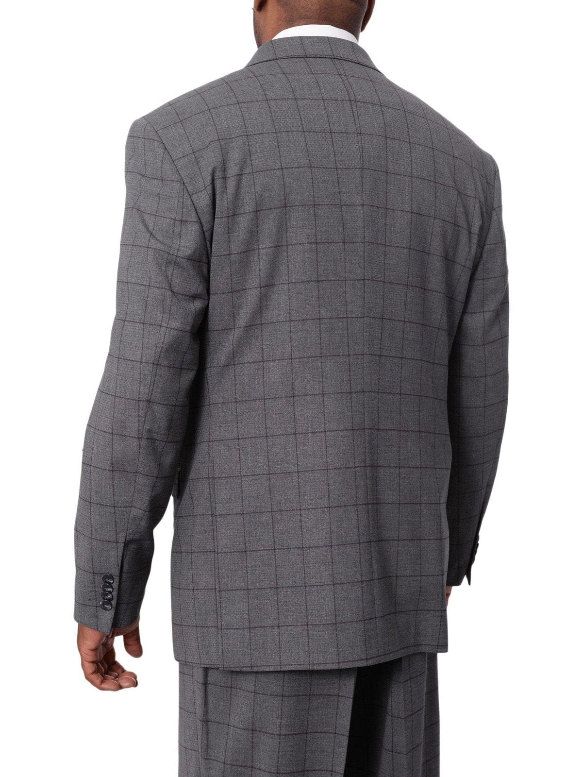 Italiano Italiano Mens Gray Windowpane 100% Zegna Wool Slim Fit 2 Piece Suit