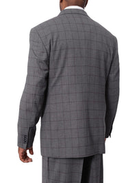 Thumbnail for Italiano Italiano Mens Gray Windowpane 100% Zegna Wool Slim Fit 2 Piece Suit