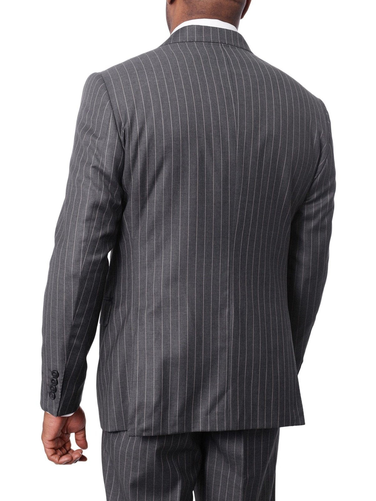 Italiano SUITS Italiano Mens Gray Pinstriped 100% Zegna Wool Slim Fit 2-Piece Suit