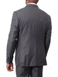 Thumbnail for Italiano SUITS Italiano Mens Gray Pinstriped 100% Zegna Wool Slim Fit 2-Piece Suit