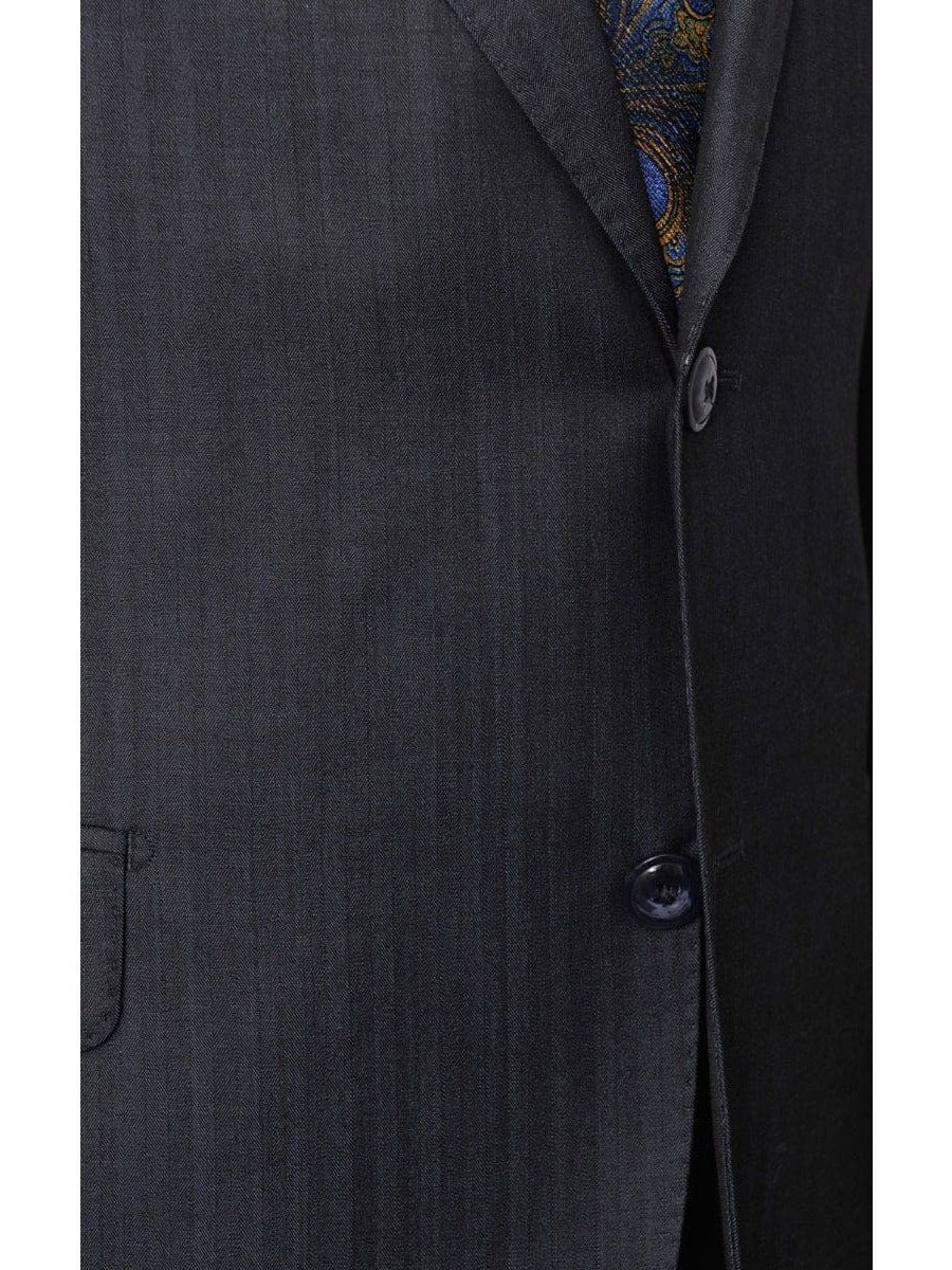 Italiano TWO PIECE SUITS Italiano Men's Blue Sharkskin Ermenegildo Zegna Cloth Wool Slim Fit Suit