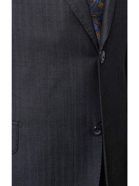 Thumbnail for Italiano TWO PIECE SUITS Italiano Men's Blue Sharkskin Ermenegildo Zegna Cloth Wool Slim Fit Suit