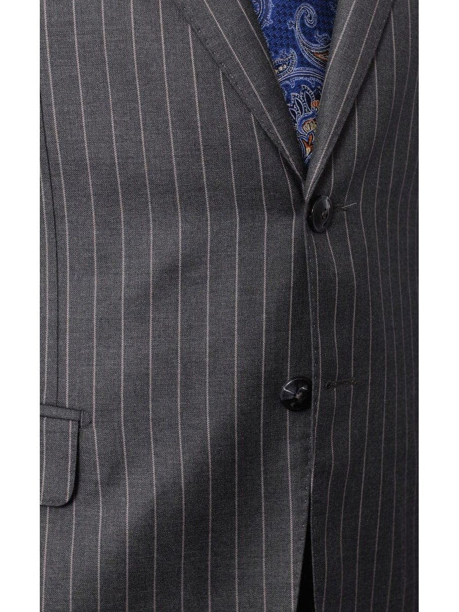 Italiano TWO PIECE SUITS Italiano Men's Gray Pinstripe Wool Slim Fit Suit