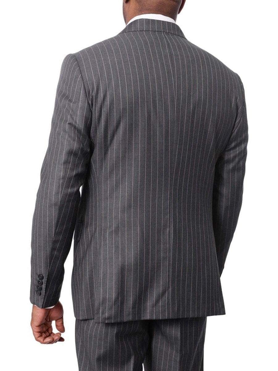 Italiano TWO PIECE SUITS Italiano Men's Gray Pinstripe Wool Slim Fit Suit