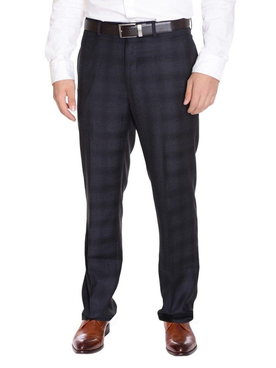 Calvin Klein PANTS Calvin Klein Slim Fit Charcoal Gray Plaid Flat Front Washable Dress Pants