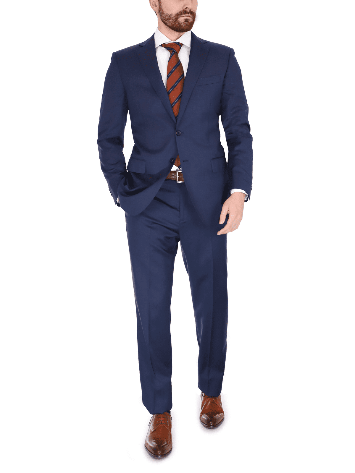 John Varvatos SUITS John Varvatos Mens Slim Fit Blue Mini Check Two Button Wool Suit