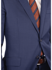 Thumbnail for John Varvatos SUITS John Varvatos Mens Slim Fit Blue Mini Check Two Button Wool Suit