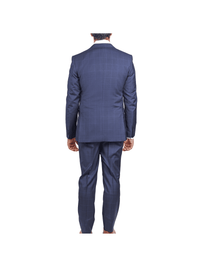 Thumbnail for John Varvatos SUITS John Varvatos Mens Slim Fit Navy Blue Plaid Two Button Wool Suit