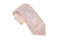 Thumbnail for Kiton Napoli Mens Cream With Pink Paisley Motif Seven Fold Handmade Silk Necktie - The Suit Depot