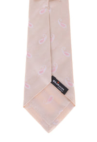 Thumbnail for Kiton Napoli Mens Cream With Pink Paisley Motif Seven Fold Handmade Silk Necktie - The Suit Depot