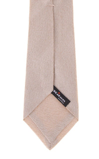 Thumbnail for Kiton Napoli Mens Tan Textured Seven Fold Handmade Silk Necktie - The Suit Depot