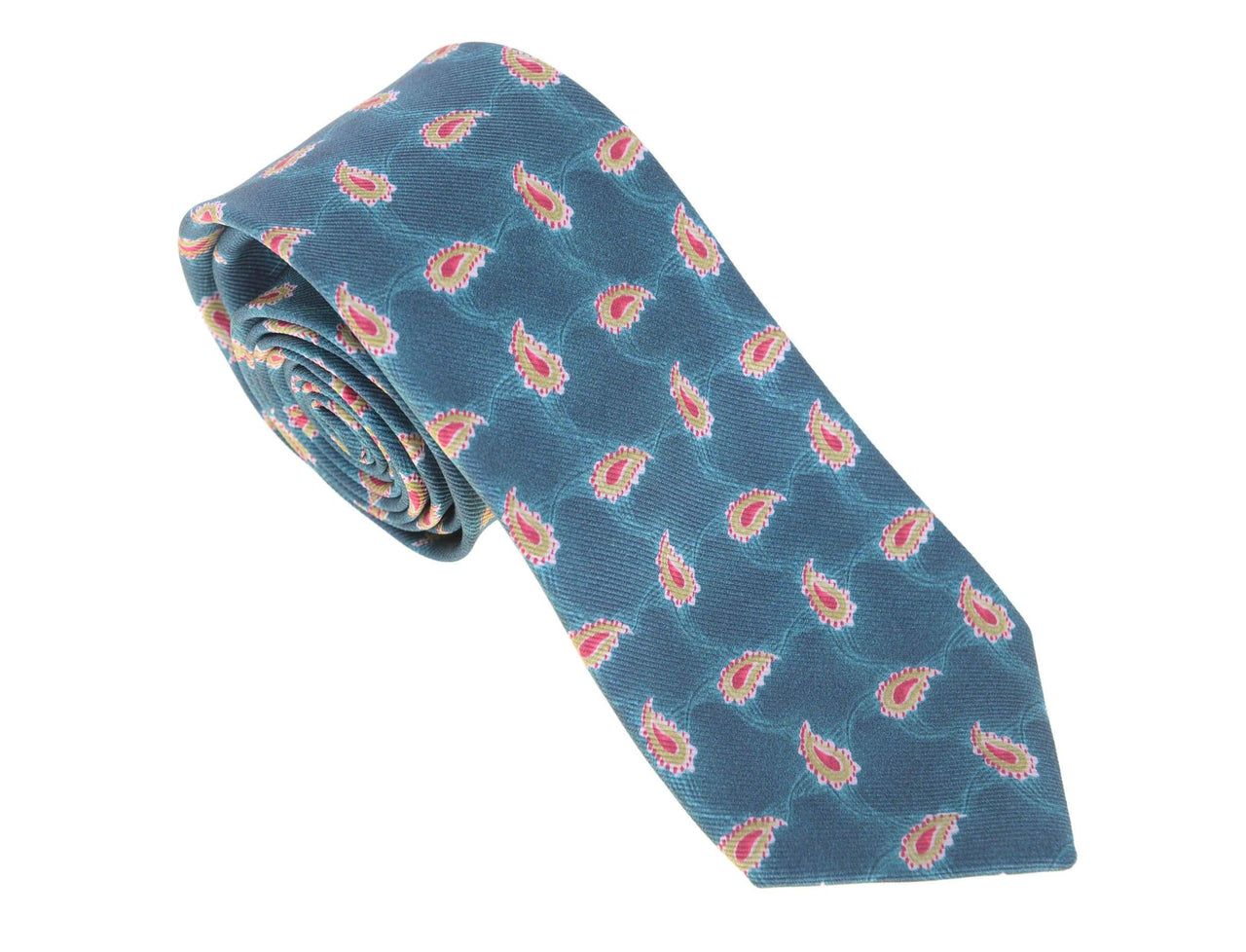 Kiton Ties For Amazon Kiton Napoli Mens Teal Paisley Motif Seven Fold Handmade Silk Necktie