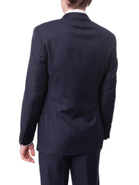 Thumbnail for Label M Bestselling Items Men's Slim Fit Solid Navy Blue Two Button Wrinkle Resistant 2 Piece Wool Suit