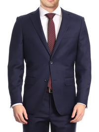 Thumbnail for Label M Bestselling Items Mens Classic Fit Navy Blue Two Button 100% Wool Suit