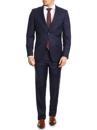 Thumbnail for Label M Bestselling Items Mens Classic Fit Navy Blue Two Button 100% Wool Suit