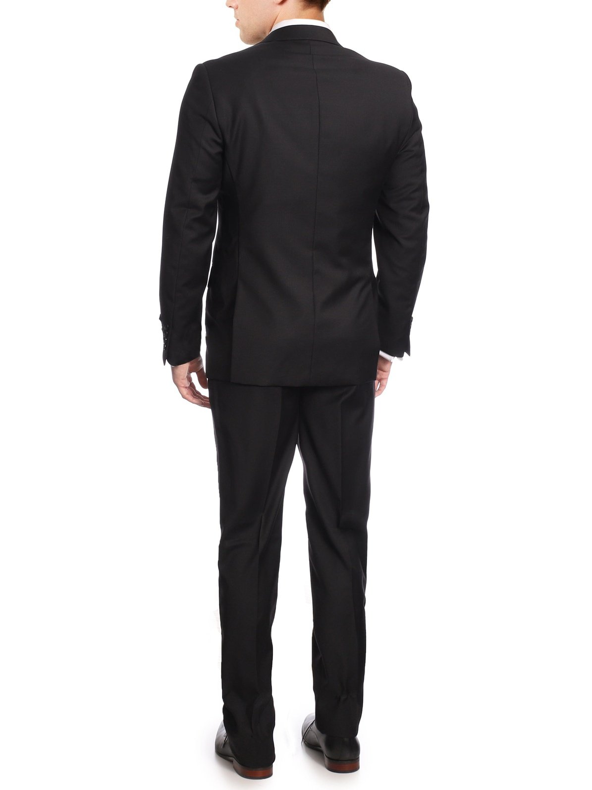 Label M Bestselling Items Mens Classic Fit Two Button 100% Wool Wrinkle Resistant Suit - Solid Black