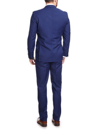 Thumbnail for Label M Mens Classic Fit Two Button 100% Wool Wrinkle Resistant Suit - Royal Blue