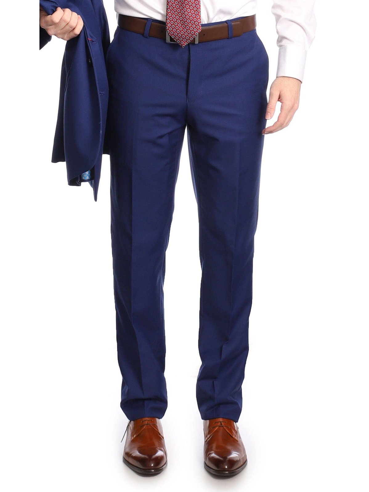 Label M Mens Classic Fit Two Button 100% Wool Wrinkle Resistant Suit - Royal Blue