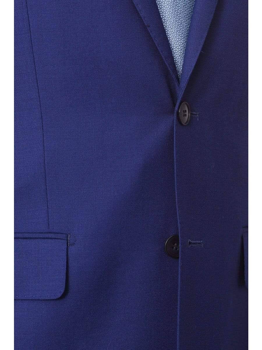 Label M Mens Slim Fit Two Button 100% Wool Wrinkle Resistant Suit - Royal Blue