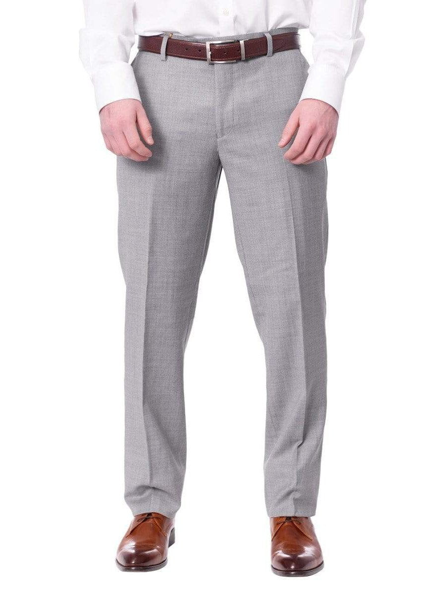 Label M PANTS Mens Extra Slim Fit Light Heather Gray Flat Front Wool Dress Pants