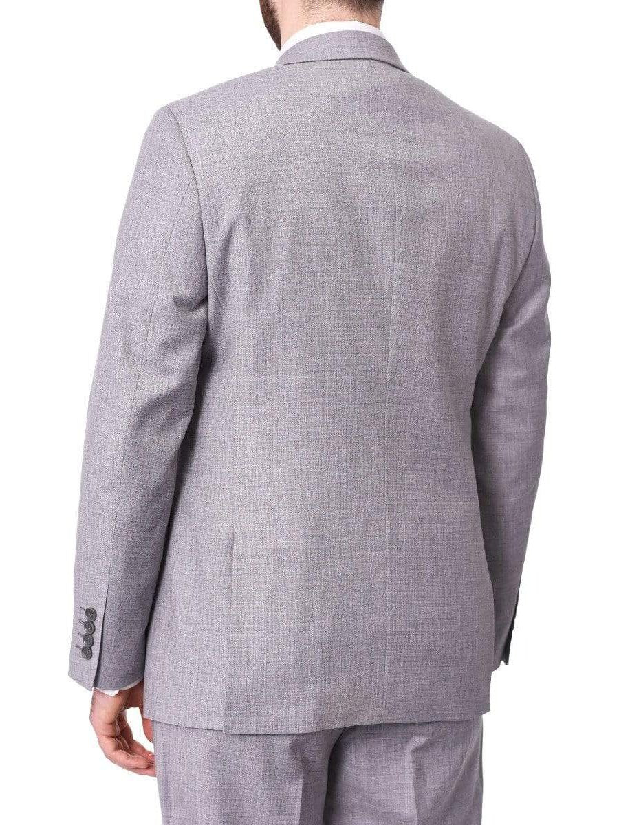 Label M TWO PIECE SUITS Mens Classic Fit Solid Light Gray Two Button Wool Suit