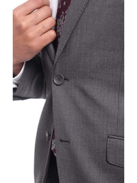 Thumbnail for Label M TWO PIECE SUITS Mens Extra Slim Fit Heather Medium Gray Two Button Wool Suit