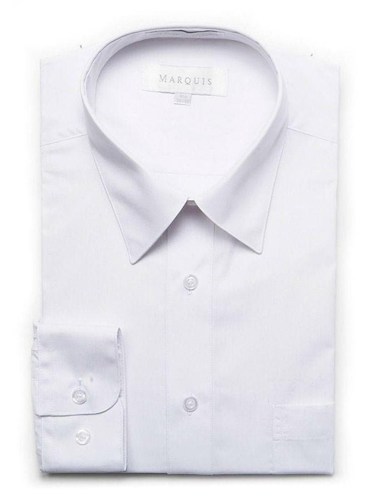 Marquis Bestselling Items Marquis Mens Slim Fit Solid White Cotton Blend Dress Shirt