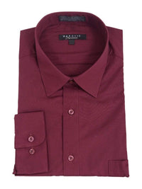 Thumbnail for Marquis SHIRTS 15.5 34-35 Marquis Classic Fit Solid Burgundy Wrinkle Resistant Cotton Blend Dress Shirt