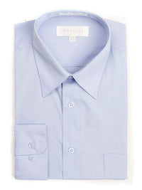 Thumbnail for Marquis SHIRTS 16 1/2 34/35 Marquis Slim Fit Solid Light Blue Wrinkle Resistant Cotton Blend Dress Shirt