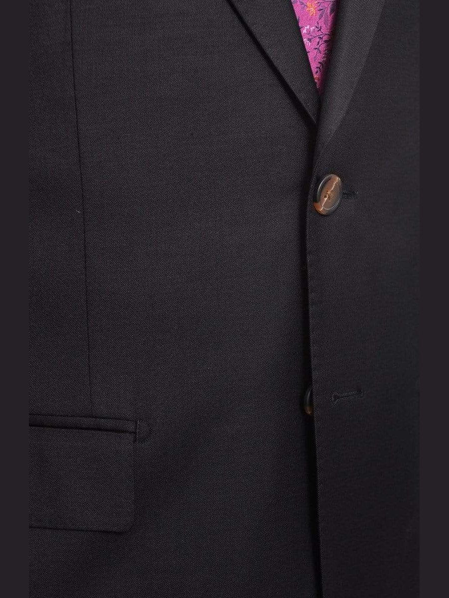 Max Davoli TWO PIECE SUITS Mens Regular Fit Solid Black Two Button Half Canvassed Super 150s Wool Suit