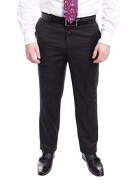 Thumbnail for Max Davoli TWO PIECE SUITS Mens Regular Fit Solid Black Two Button Half Canvassed Super 150s Wool Suit