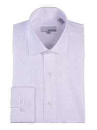 Thumbnail for Modena Sale Shirts 17 36/37 Regular Fit White Tonal Diamond Pattern Spread Collar Cotton Blend Dress Shirt