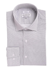 Thumbnail for Modena SHIRTS 14 1/2 / 32/33 Mens Slim Fit Black & White Check Spread Collar Stretch Cotton Blend Dress Shirt