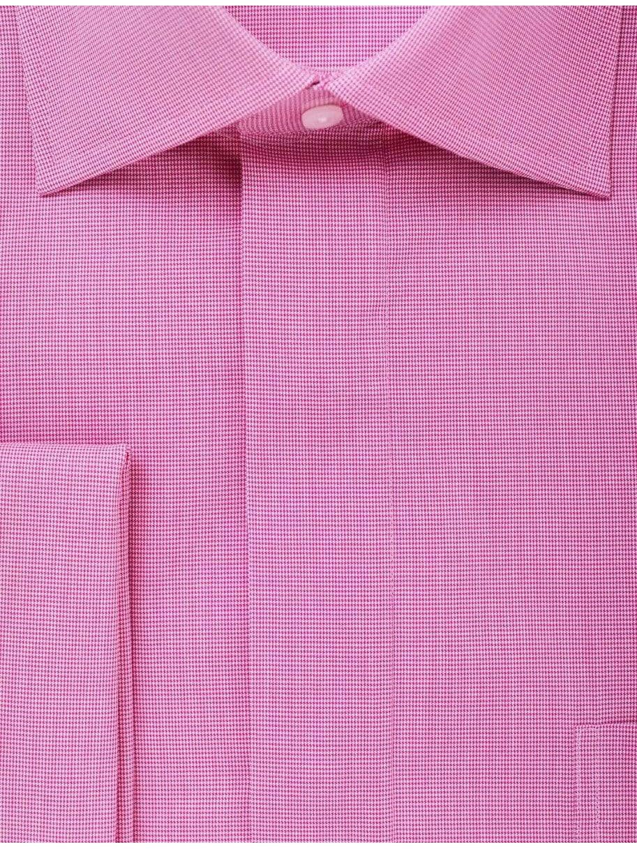 Modena SHIRTS Mens Cotton Blend Pink Houndstooth French Cuff Classic Fit Dress Shirt-