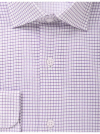 Thumbnail for Modena SHIRTS Mens Cotton Purple Check Slim Fit Spread Collar Stretch Dress Shirt