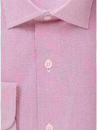 Thumbnail for Modena SHIRTS Mens Cotton Red Check Slim Fit Spread Collar Stretch Dress Shirt