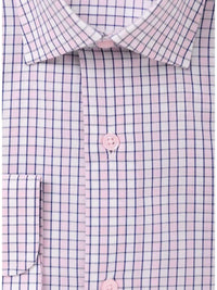 Thumbnail for Modena SHIRTS Mens Pink Check Cotton Blend Spread Collar Modern Fit Dress Shirt