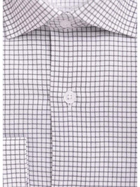 Thumbnail for Modena SHIRTS Mens Slim Fit Black & White Check Spread Collar Stretch Cotton Blend Dress Shirt