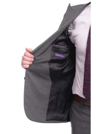 Thumbnail for Napoli Napoli Slim Fit Solid Gray Two Button Half Canvassed Wool Suit