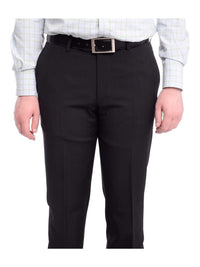 Thumbnail for Napoli PANTS Napoli Slim Fit Black Subtle Tonal Plaid Flat Front Wool Dress Pants