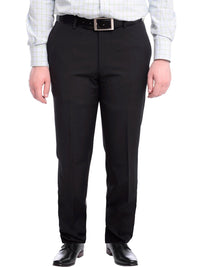 Thumbnail for Napoli PANTS Napoli Slim Fit Black Subtle Tonal Plaid Flat Front Wool Dress Pants