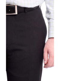 Thumbnail for Napoli PANTS Napoli Slim Fit Black Subtle Tonal Plaid Flat Front Wool Dress Pants