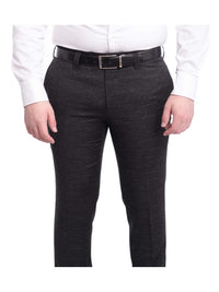 Thumbnail for Napoli PANTS Napoli Slim Fit Textured Black Flat Front Wool Dress Pants